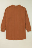 Textured Pocketed Open Front Long Sleeve Cover Up