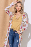 And The Why Floral Kimono Open Front Longline Cardigan