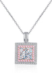 1 Carat Moissanite Square Pendant Chain Necklace