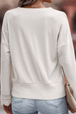 Lace Detail V-Neck Long Sleeve T-Shirt