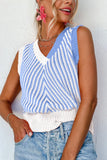 Striped Contrast V-Neck Sweater Vest