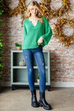 Veveret Notched Long Sleeve Sweater