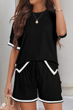 Contrast Trim Half Sleeve Top and Shorts Set