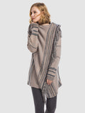 Angel Wings Tassel Striped Open Front Long Sleeve Cardigan