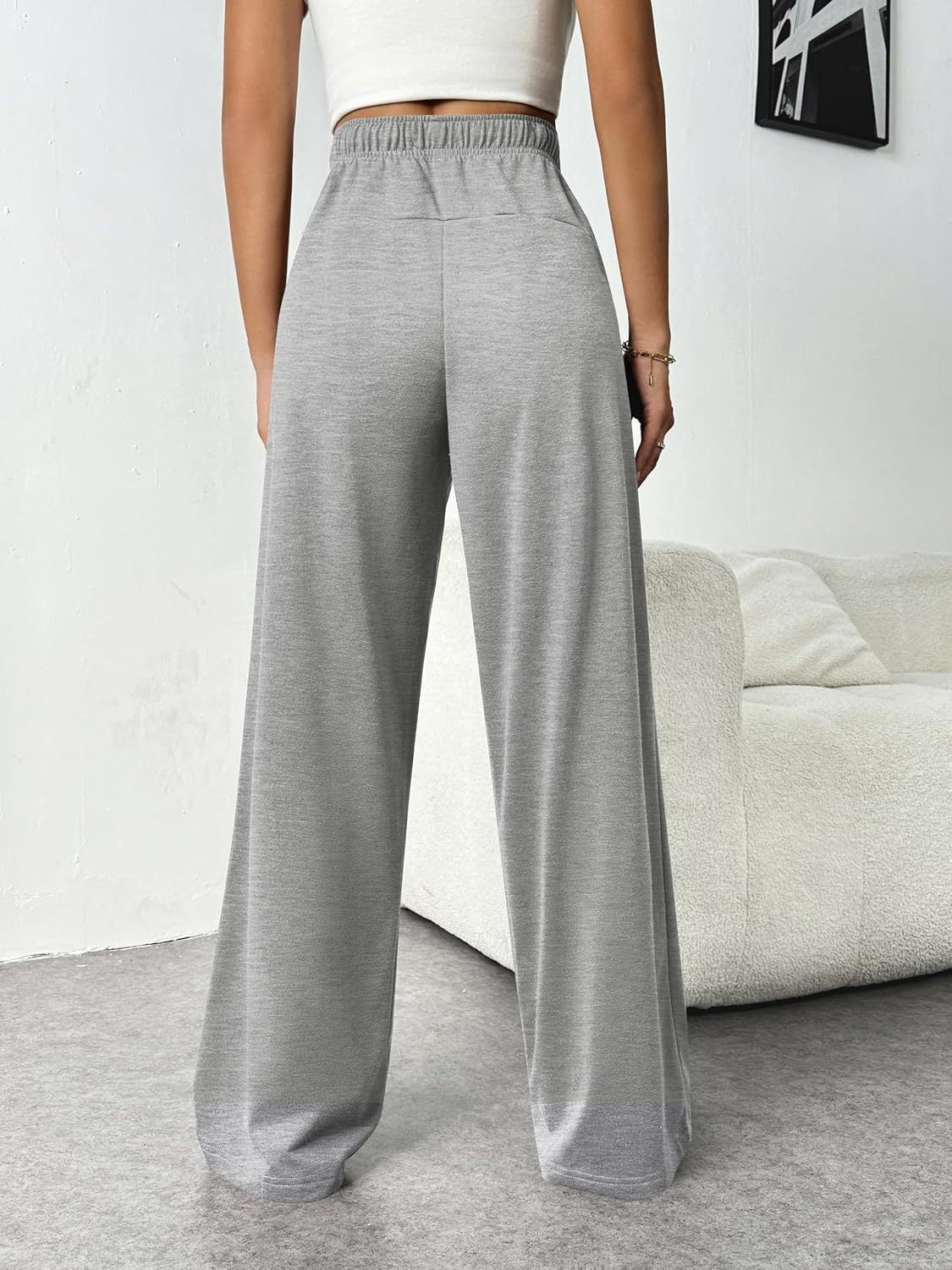 Drawstring Wide Leg Pants with Pockets