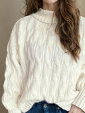 Cable-Knit Turtleneck Long Sleeve Sweater