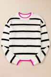 Striped Round Neck Long Sleeve Sweater