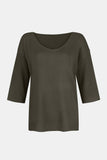 V-Neck Three-Quarter Sleeve Knit Top