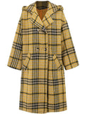 Plaid Double-Breasted Long Sleeve Longline Coat