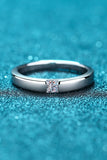 Inlaid Moissanite Rhodium-Plated Ring