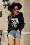 Sequin Graphic Dolman Sleeve Knit Top