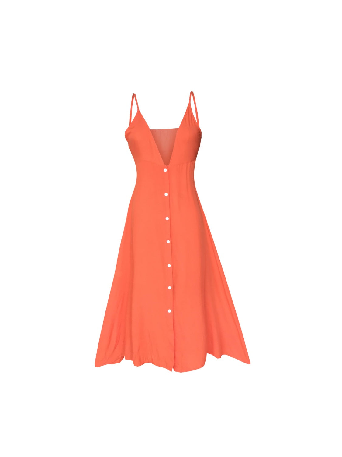 Buttoned Plunge Midi Cami Dress