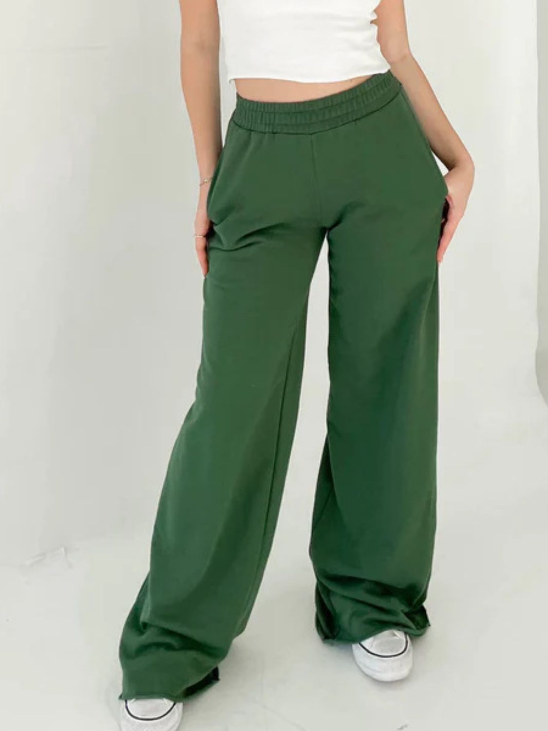 Elastic Waist Wide Leg Pants