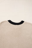 Contrast Trim Round Neck Cap Sleeve Knit Top