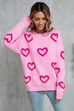 Angel Wings Heart Round Neck Dropped Shoulder Long Sleeve Sweater