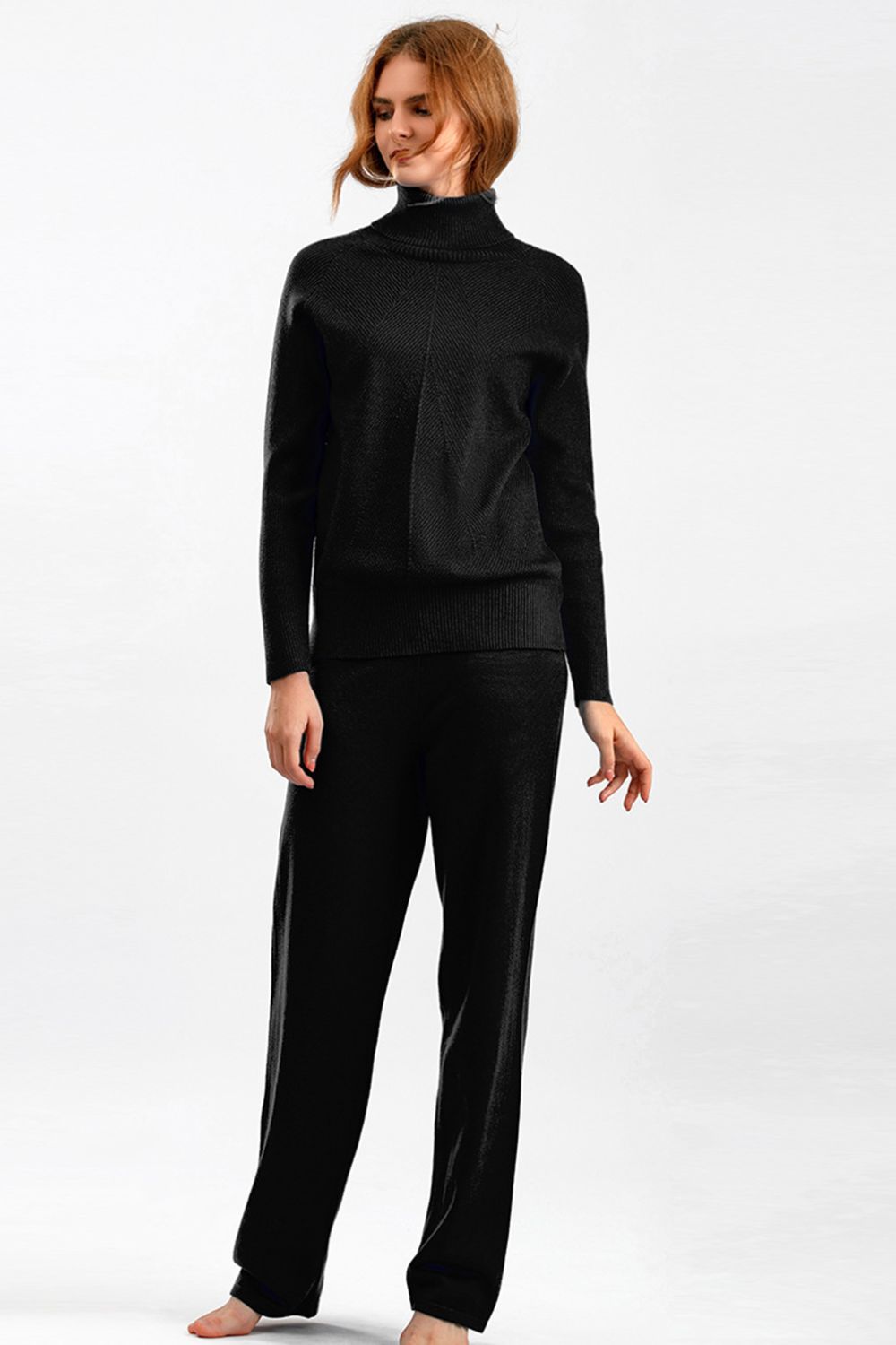 Basic Bae Turtleneck Raglan Sleeve Top and Pants Sweater Set