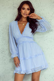 Swiss Dot Frill V-Neck Mini Dress