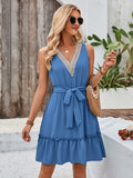 Tied Frill Sleeveless Mini Dress