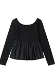 Peplum Scoop Neck Long Sleeve T-Shirt