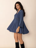 Cutout Johnny Collar Long Sleeve Mini Dress