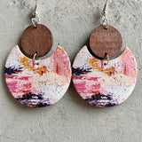 Wood & PU Drop Earrings