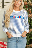 FIRECRACKER Striped Round Neck Long Sleeve Sweatshirt