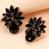 Flower Shape Glass Stone Stud Earrings