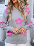 Angel Wings Flower Round Neck Long Sleeve Sweater