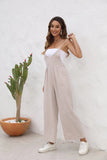 Tie Back Sleeveless Wide Leg Jumpsuit