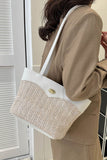 Two-Tone Straw PU Tote Bag