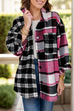 Pocketed Plaid Collared Neck Long Sleeve Shacket