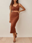 Wide Strap Top and High Waist Skirt Set