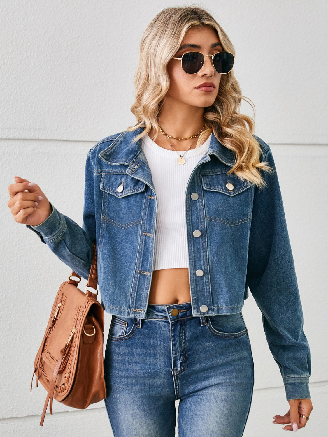 Button Up Long Sleeve Denim Jacket