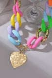 Multicolored Stainless Steel Heart Pendant Necklace