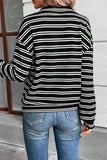 Striped Half Zip Long Sleeve Top