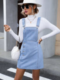 Wide Strap Denim Overall Dress