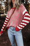 Striped Round Neck Long Sleeve Sweater