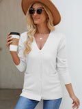 Pocketed V-Neck Button Up Long Sleeve Cardigan