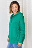 Zenana Half Snap Long Sleeve Hoodie