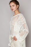 POL Openwork Long Sleeve Knit Cover Up