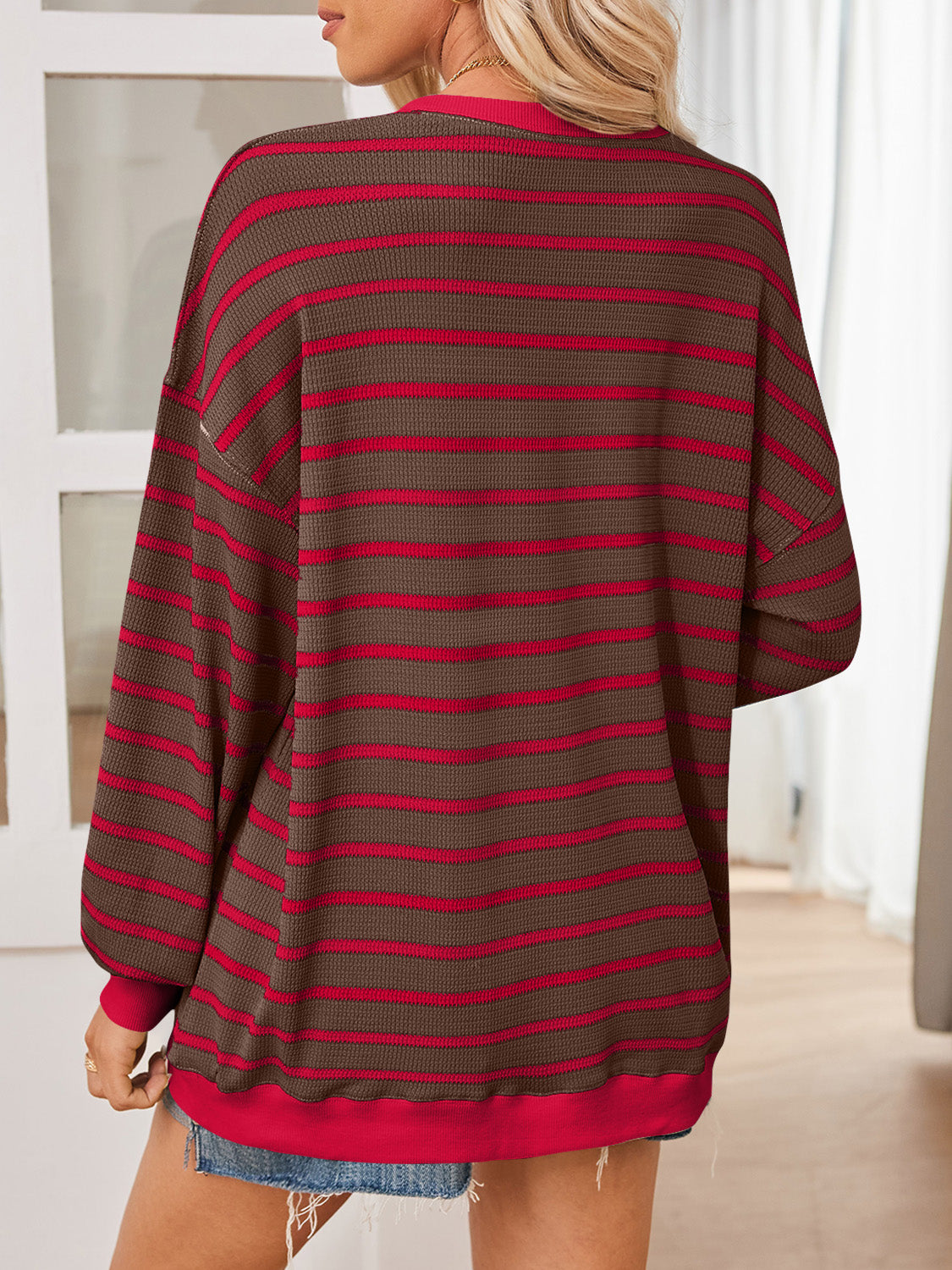 Lovelet Striped Contrast Long Sleeve Sweatshirt