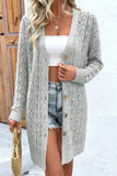 Openwork Button Down Long Sleeve Cardigan