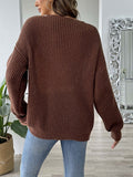 Contrast Trim Dropped Shoulder Long Sleeve Sweater