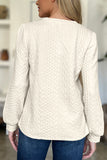 Textured Round Neck Long Sleeve Sweatshirt