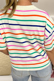 Striped Round Neck Half Sleeve Knit Top