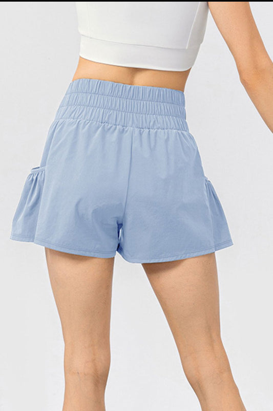 Elastic Waist Pocketed Active Shorts