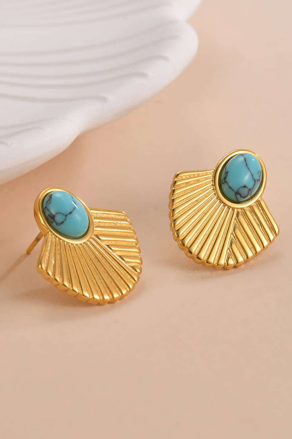 Turquoise 18K Gold Plated Stud Earrings