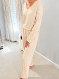 V-Neck Long Sleeve Top and Pants Set