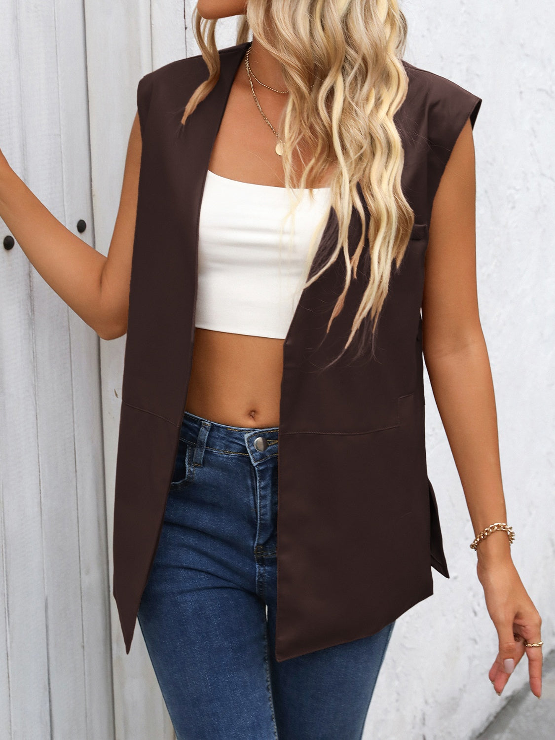 Side Slit Open Front Vest