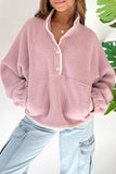 Half Snap Long Sleeve Sweatshirt with Side Slit Pockets